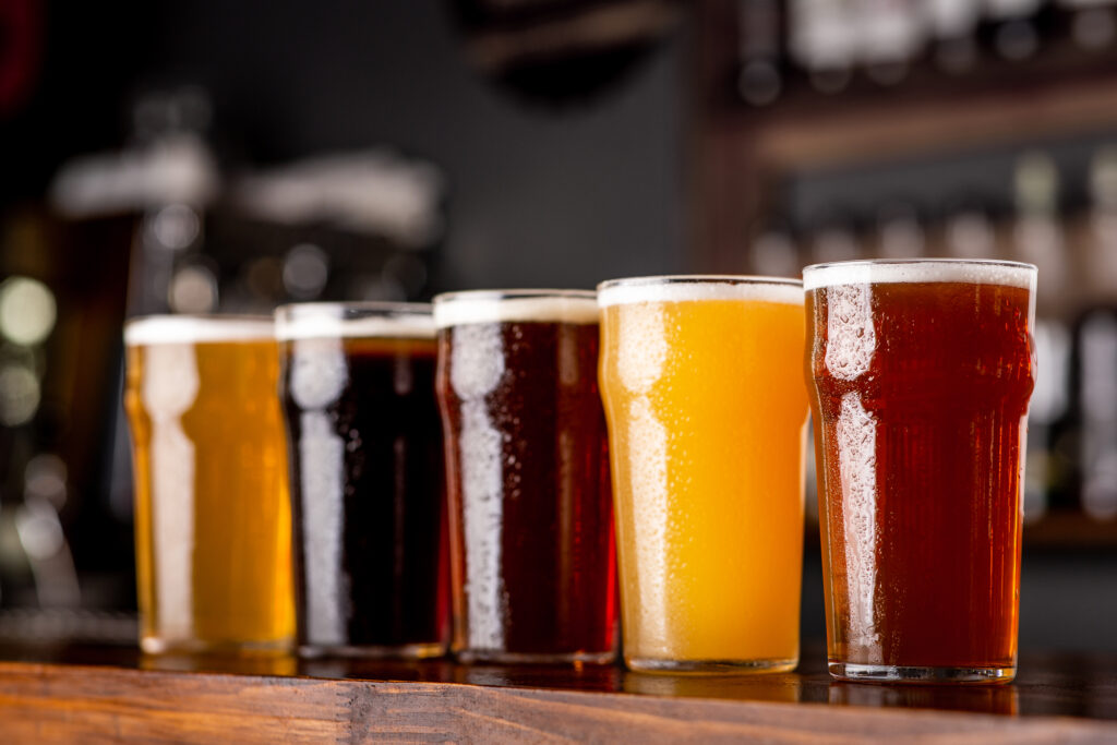 craft beer pours in glasses